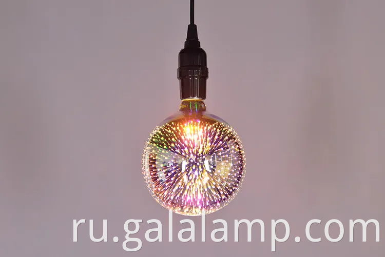 Красочные 3D стеклянные светодиодные лампочки для праздничного фейерверка